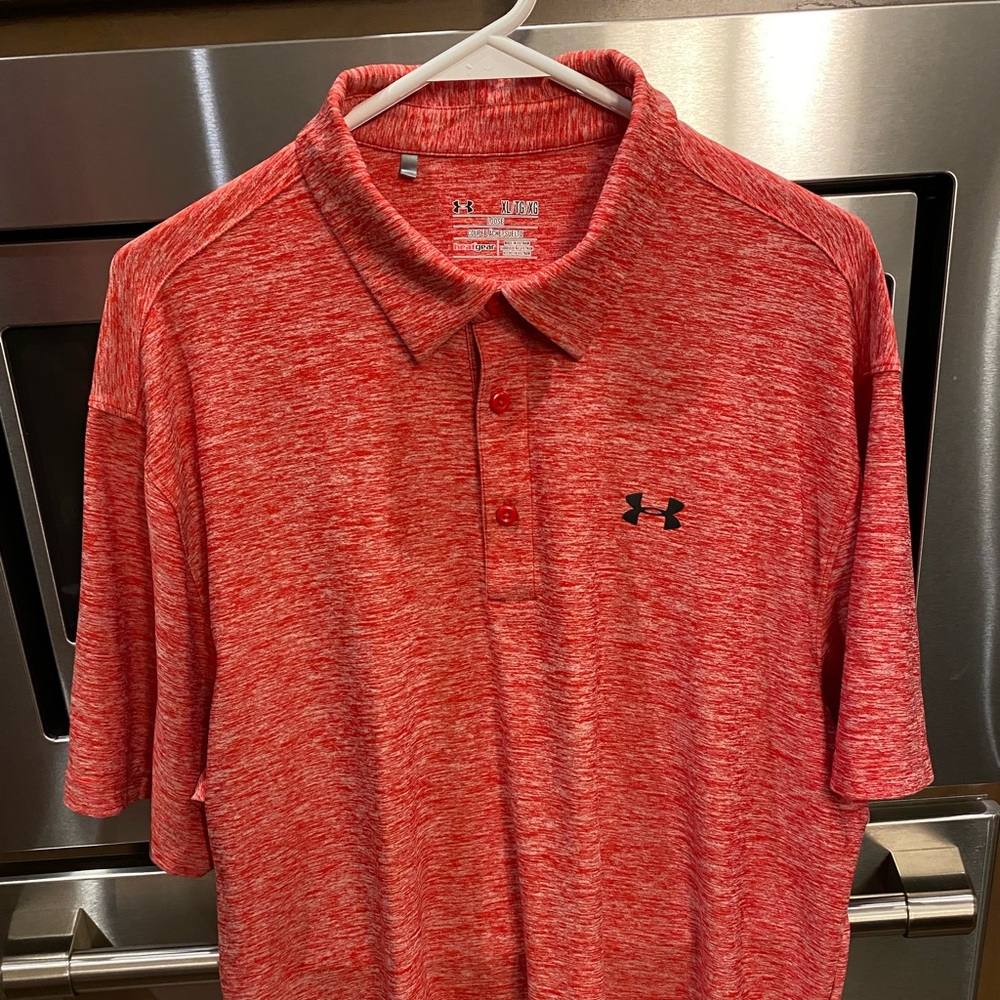 Under Armour Mens HeatGear Golf Polo Heather Red XL Excellent condition!